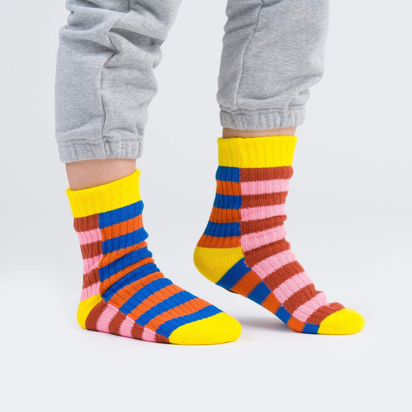 Super Stripe House Socks Warm Indoor Knit Fleece Socks Warm Cold Feet Cozy Yellow