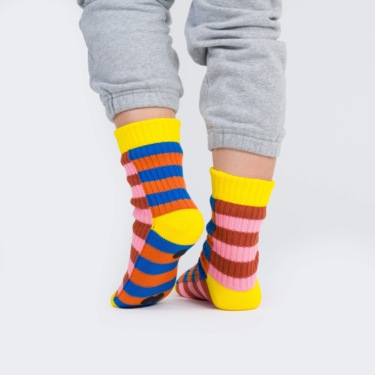 Super Stripe House Socks Warm Indoor Knit Fleece Socks Warm Cold Feet Cozy Yellow