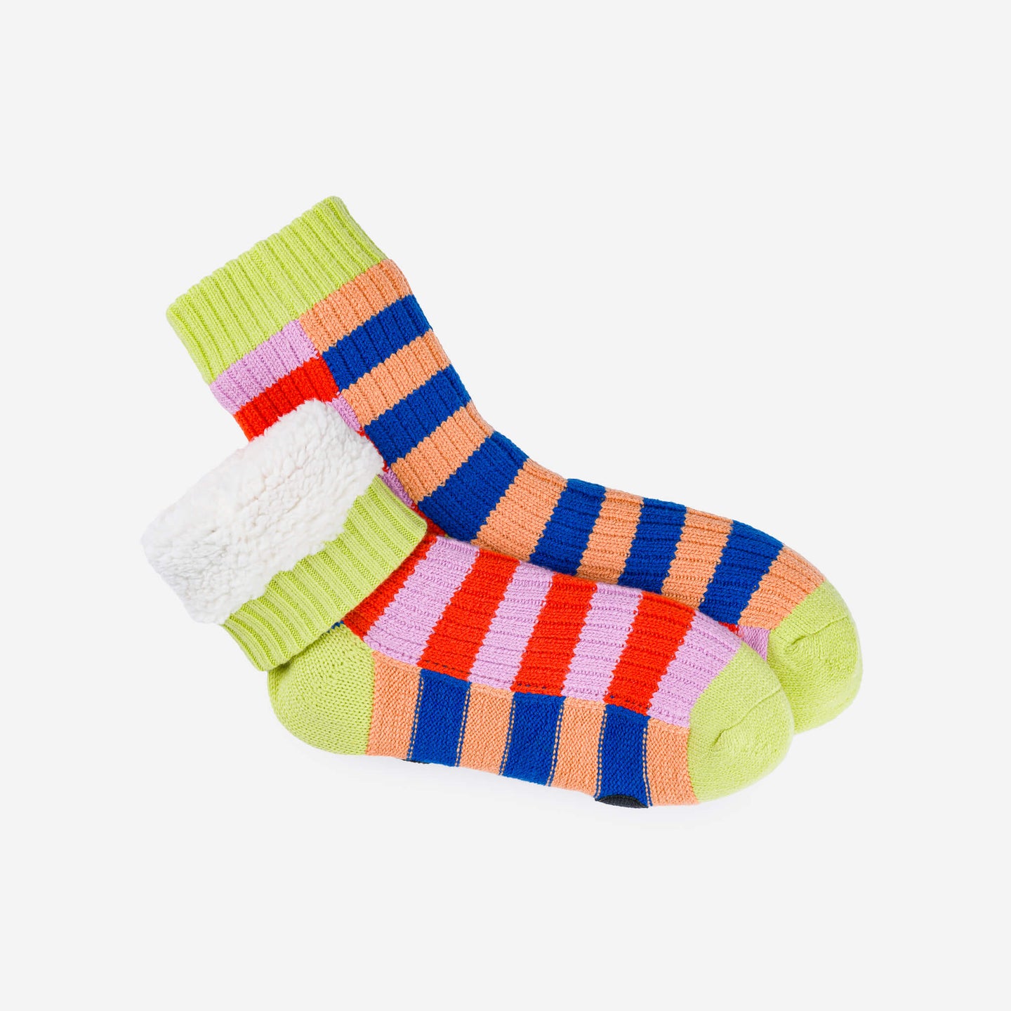 Super Stripe House Socks Warm Indoor Knit Fleece Socks Warm Cold Feet Cozy Yellow Unisex Holiday Gifts