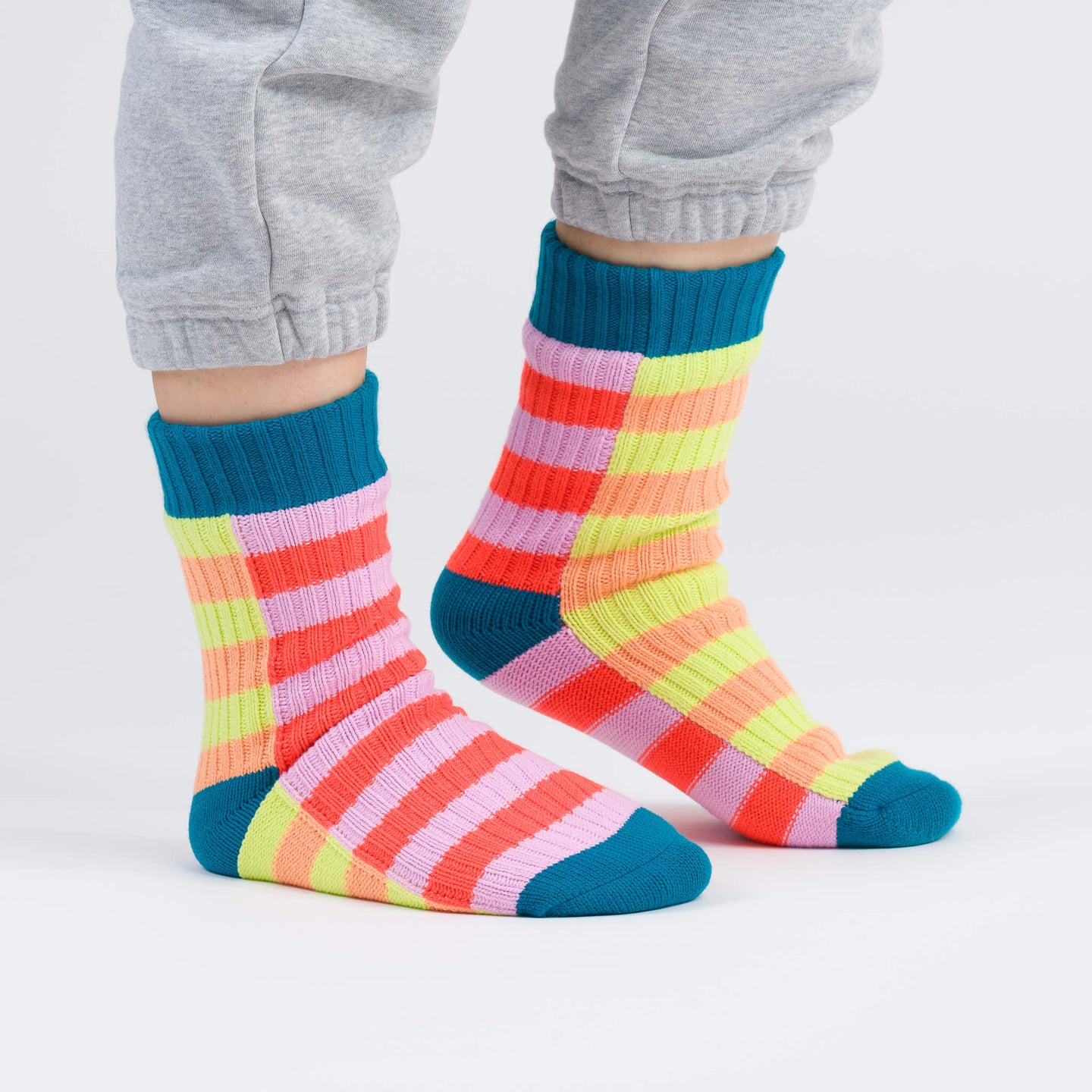 Super Stripe House Socks Warm Indoor Knit Fleece Socks Warm Cold Feet Cozy Yellow