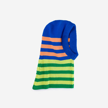 Peach Cobalt | Sport Stripe Knit Hood