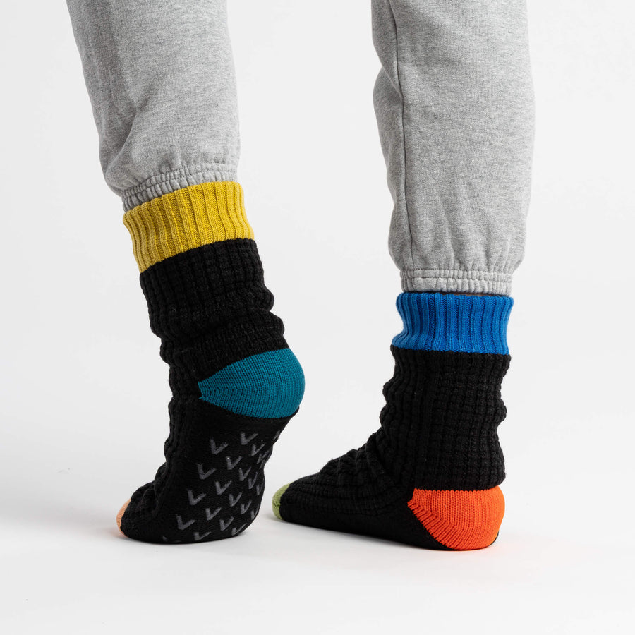 Spot Knit Mismatch Cozy Thick Slipper Socks Mens Womens No Cold