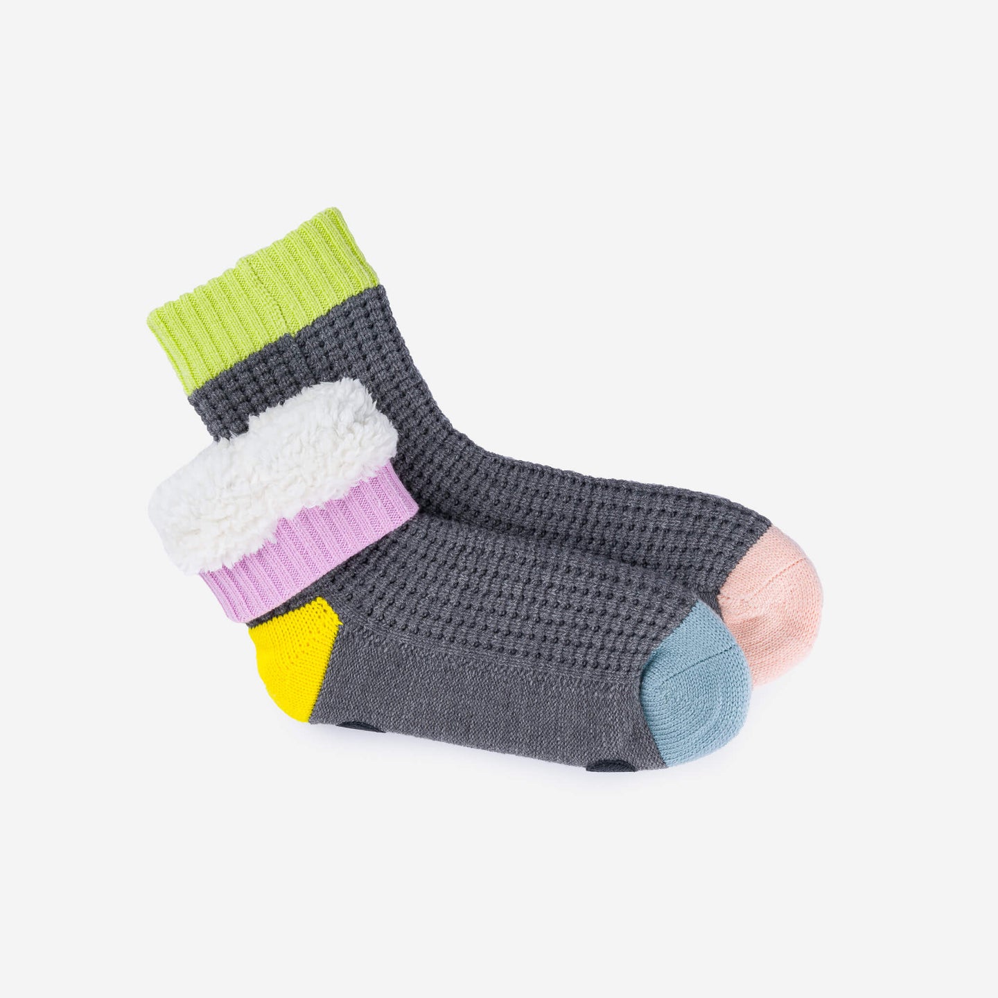 Spot Knit House Socks Cold Feet Warm Fleece Indoor Waffle Knit