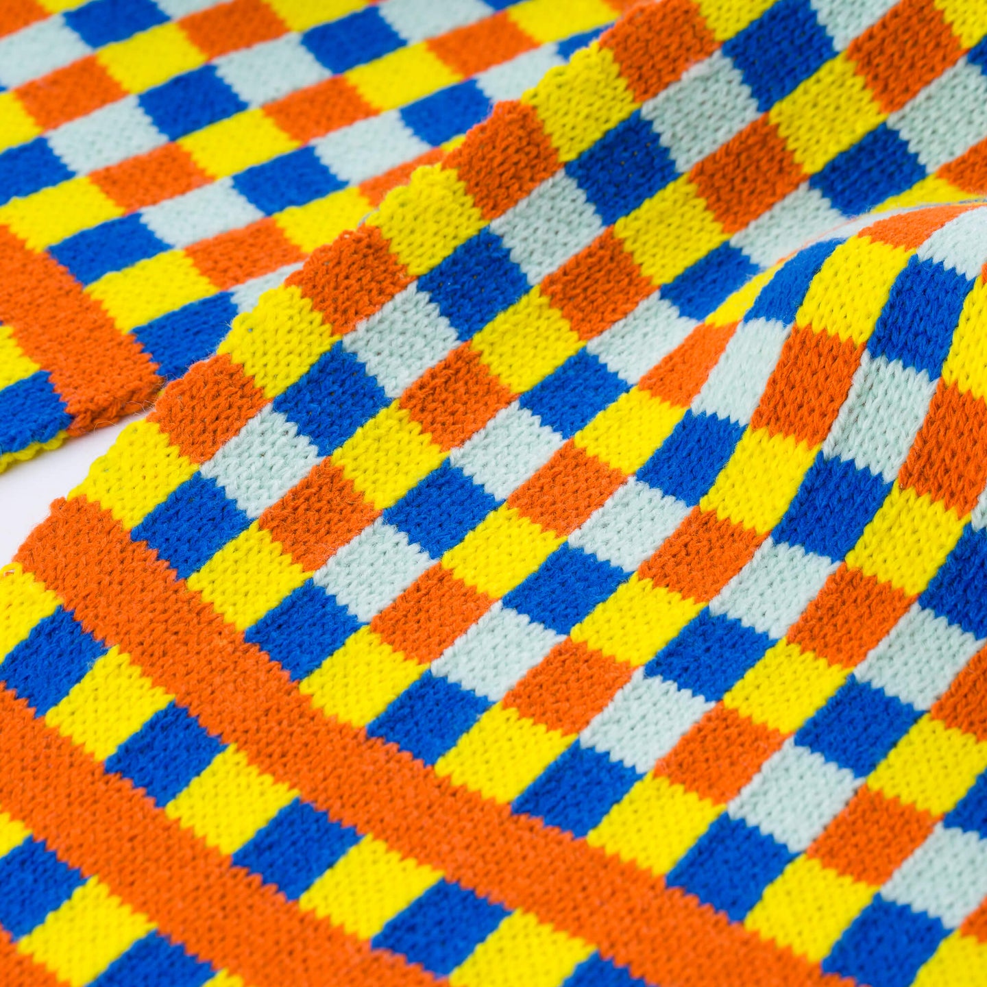 Square Square Knit Mini Scarf Gingham Jacquard Knit