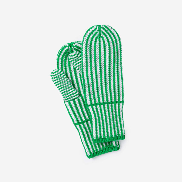 Kelly White | Stripe Knit Mittens Fully Lined Warm Toasty Gloves