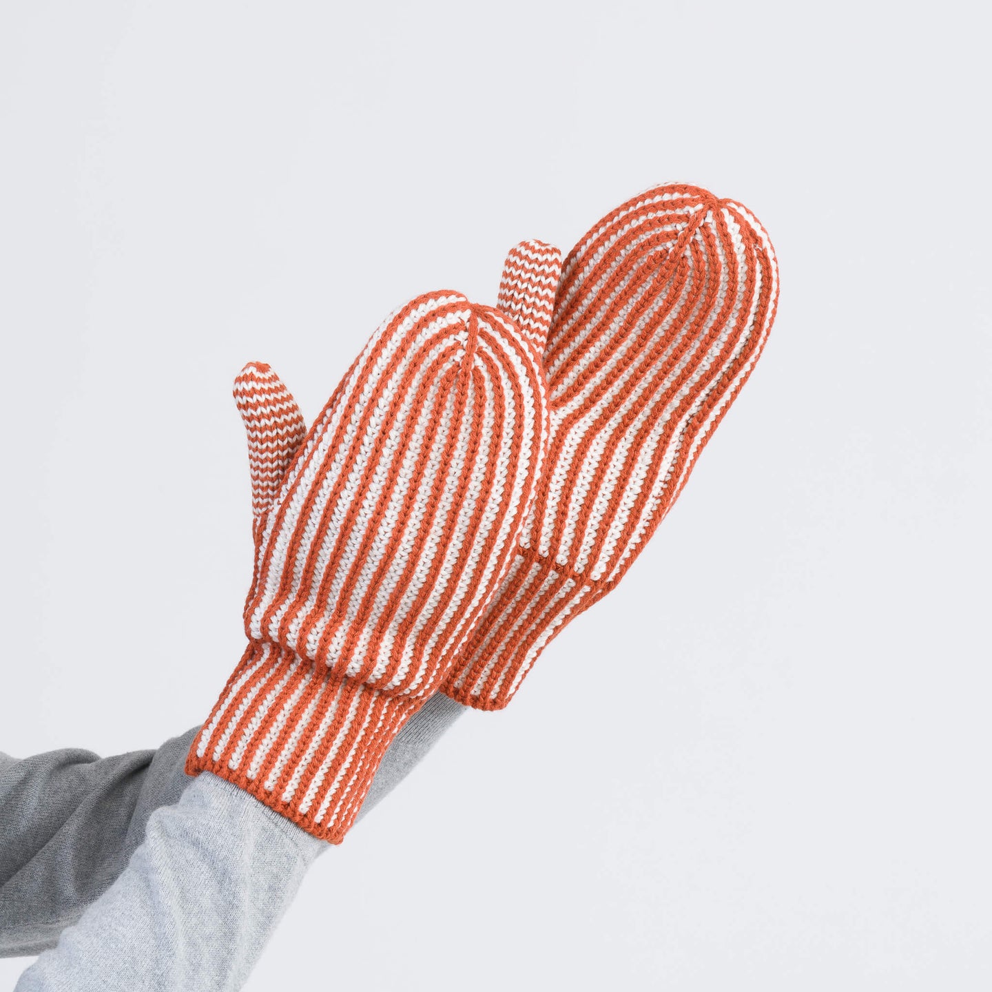 Stripe Knit Mittens Fully Lined Warm Toasty Gloves