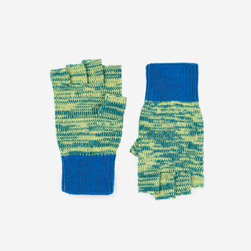 Lime Cobalt | Colorblock Marled Knit Soft Fingerless Glove Blue Red