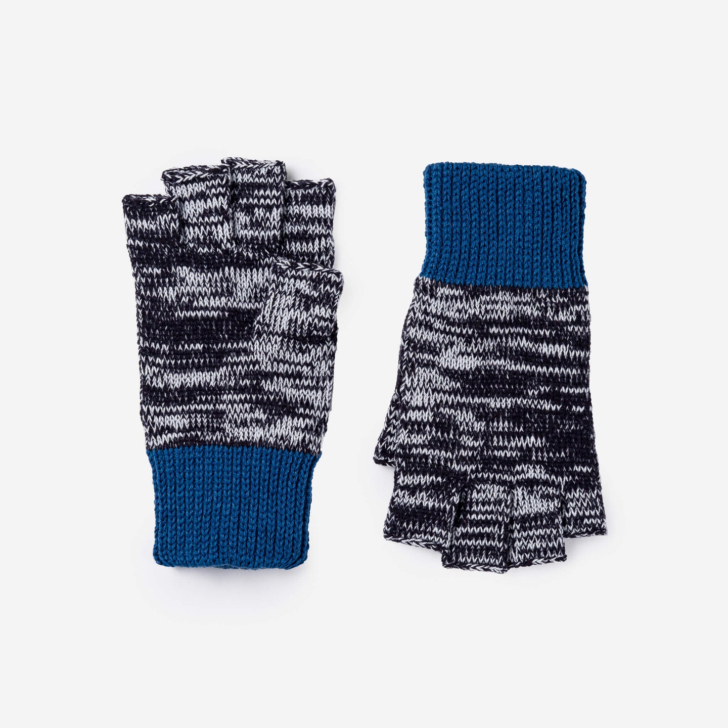 Colorblock Marled Knit Soft Fingerless Glove Twist Black