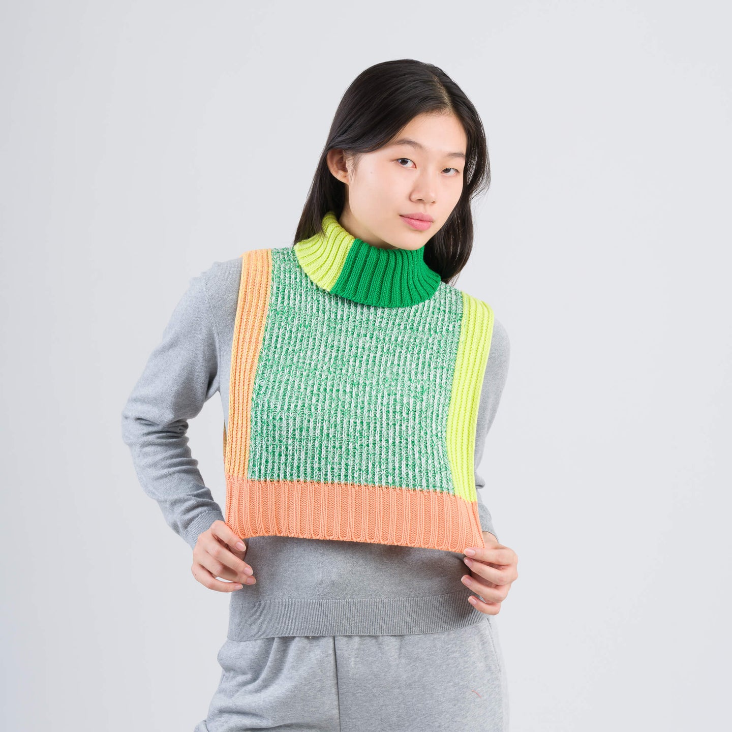 Knit Dickie Static Swatch Marled Tabard Turtleneck