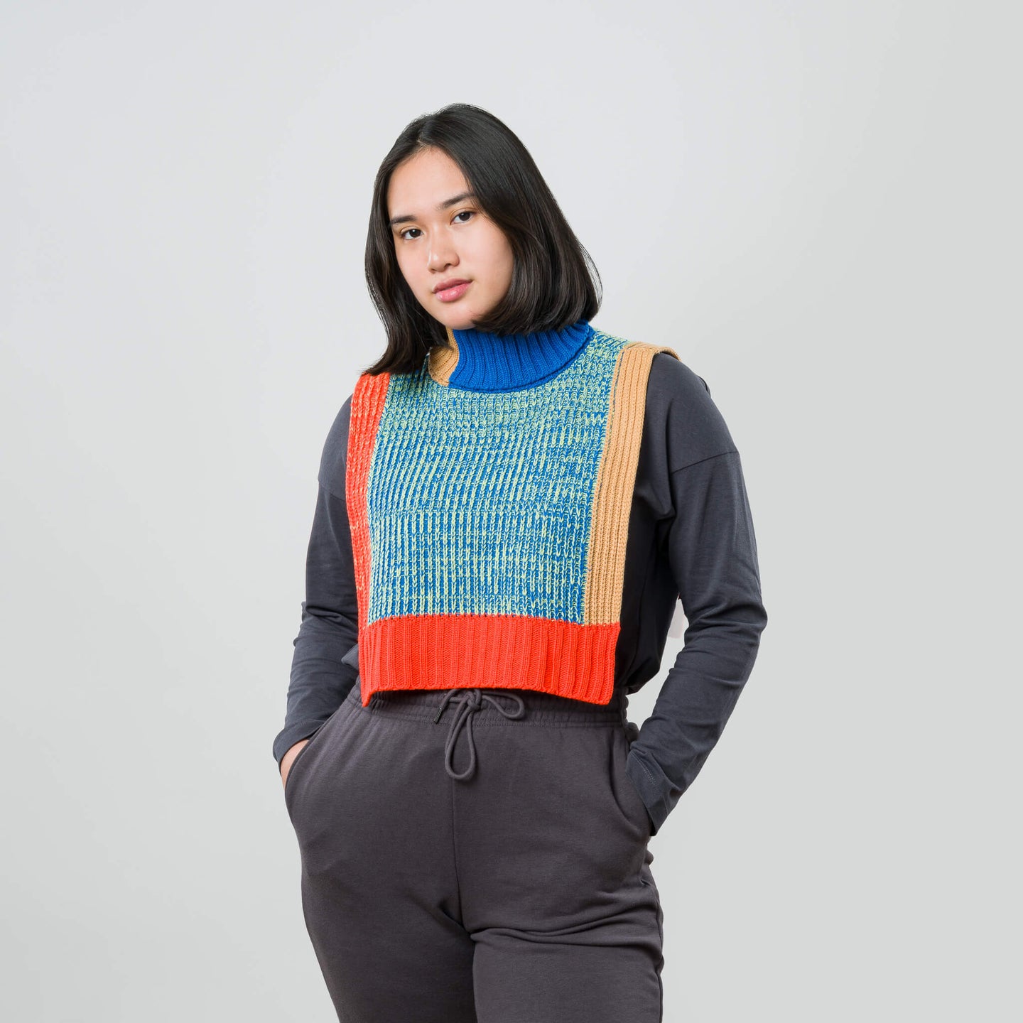 Knit Dickie Static Swatch Marled Tabard Turtleneck