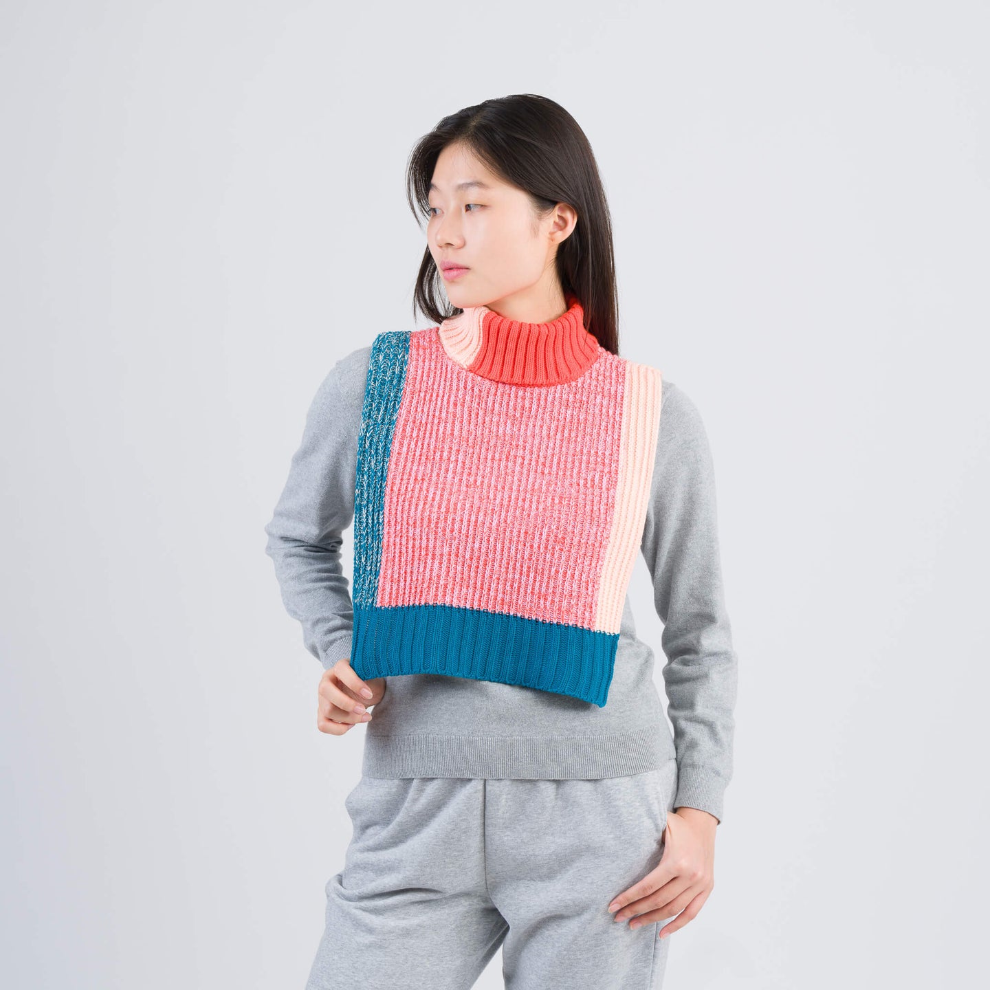 Knit Dickie Static Swatch Marled Tabard Turtleneck