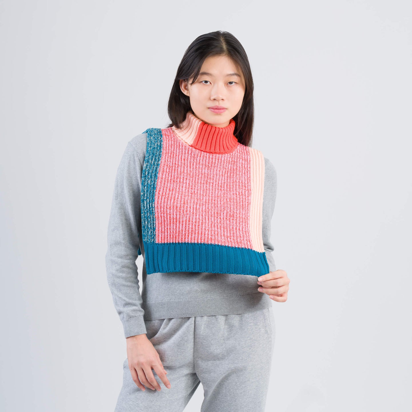 Knit Dickie Static Swatch Marled Tabard Turtleneck