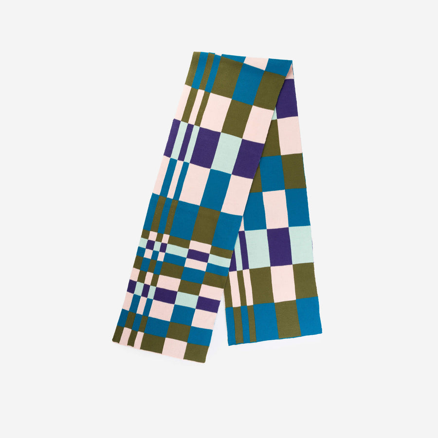 Blush Teal | Tiles Big Scarf Square Womens Warm Scarf Moss Green Teal Indigo Geometric