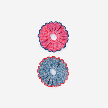 Teal Poppy | Twist Knit Scrunchie Set Soft Hair Tie 