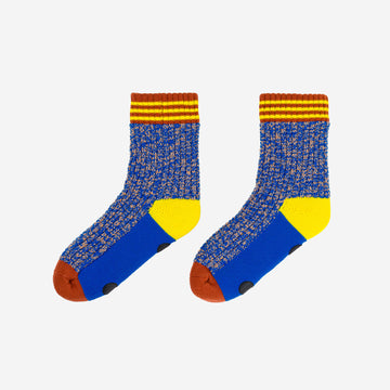 Cobalt | Varsity House Socks Fleece Lined Indoor Thick Knitted Socks Warm Cold Feet Blue Retro 