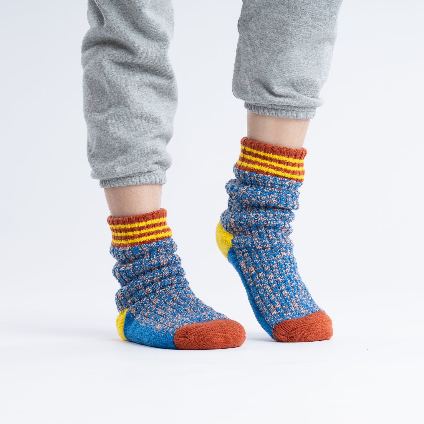 Varsity House Socks Fleece Lined Indoor Thick Knitted Socks Warm Cold Feet Blue Retro