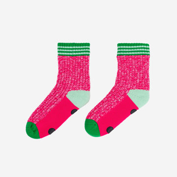 Fuchsia | Varsity House Socks Fleece Lined Indoor Thick Knitted Pink Waffle Socks Warm Cold Feet