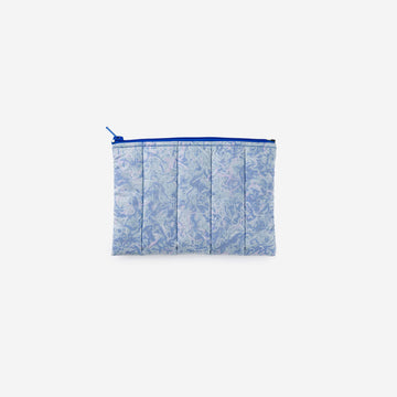 Blue | Scrap Stuffed Zip Pouch Transparent See Through Threads Yarn