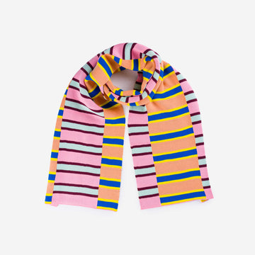 Peach Cobalt | Zipper Stripe Big Scarf