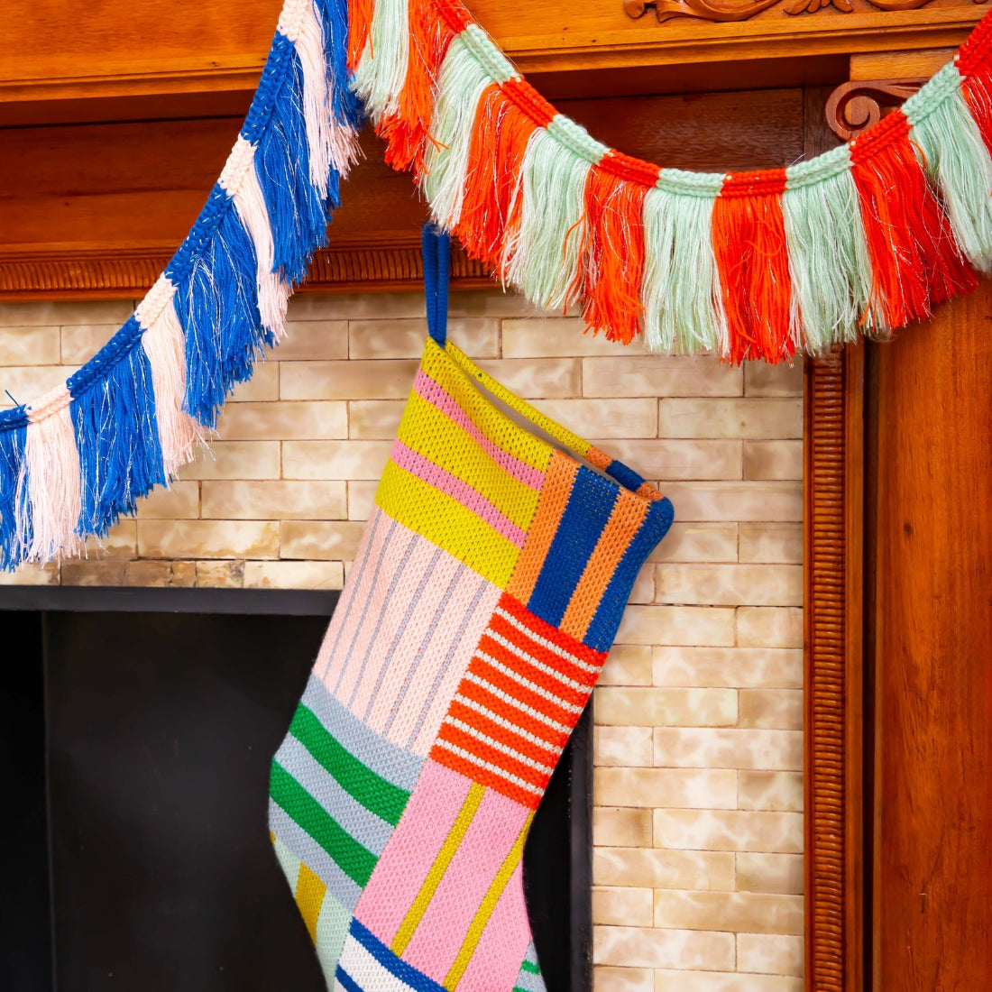 Patchwork Stripe Fringe Garland