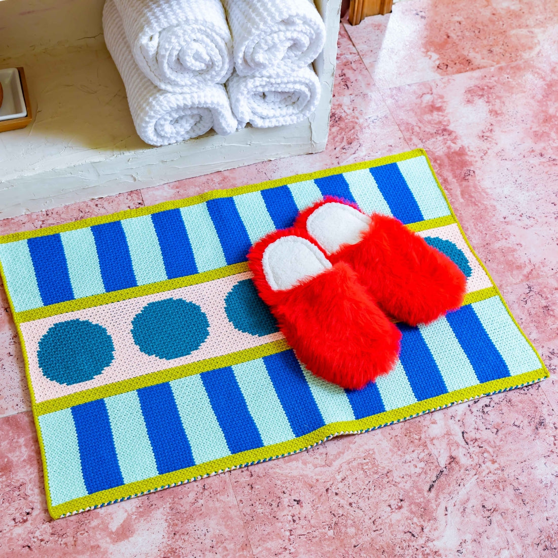 stripe dot mini rug bathmat