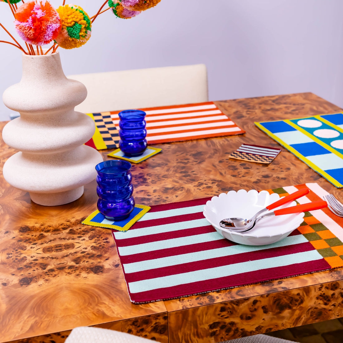 pattern patch graphic knit placemat set