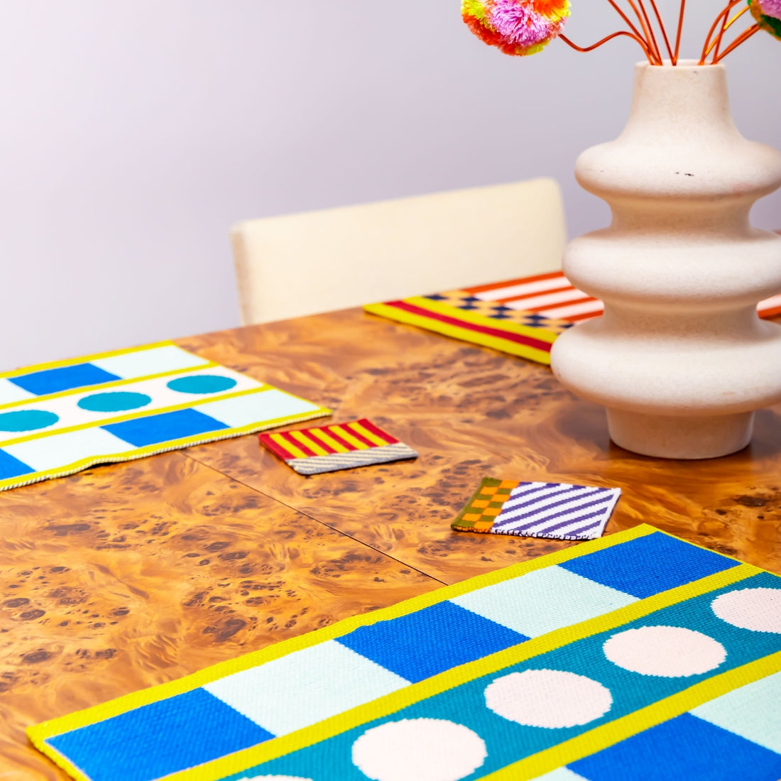 stripe dot jacquard placemat set