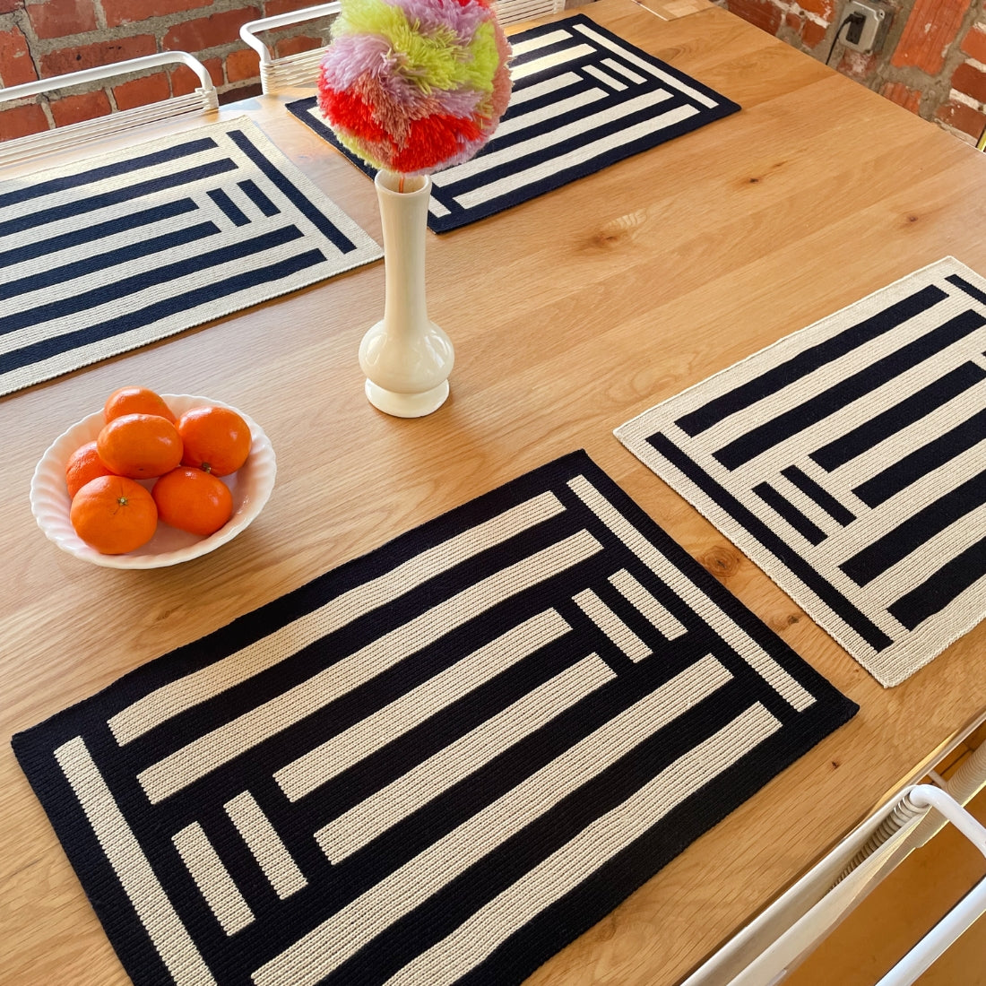Columns Knit Placemats Easy to Care Washable Graphic Mismatched Soft