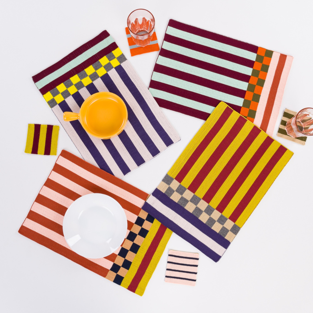 verloop tabletop bright patterned placemats and coasters