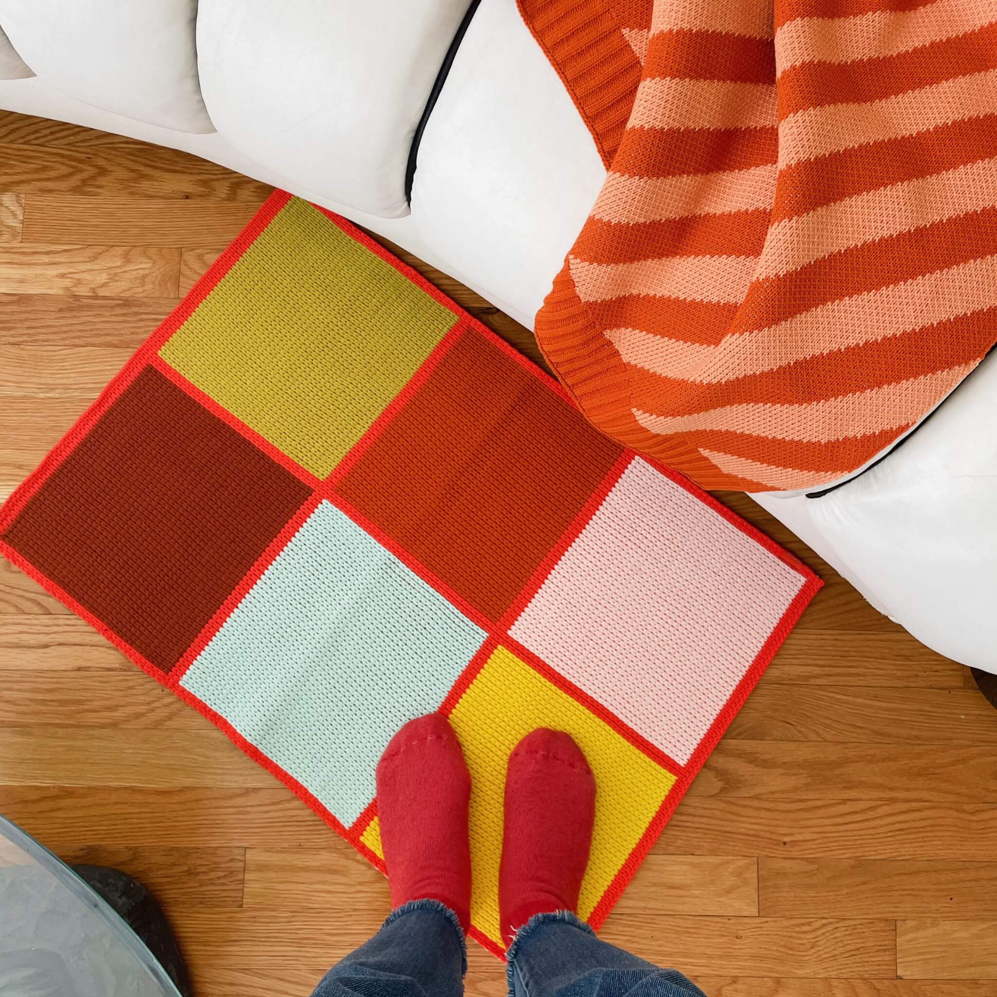 Colorblock Throw Rugs Colorblock Mini Rug Colorful Multipurpose Small Knit Area Rug - with ...