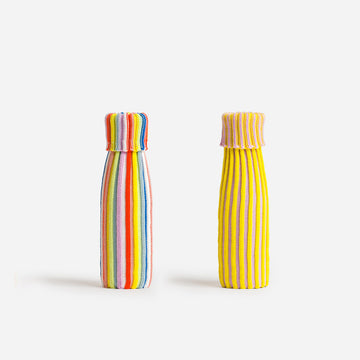 Rainbow | Knit Bottle Sleeve Set Stretch Cozy Wine