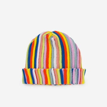 Rainbow | Circus Beanie Rib Knit Stretch Hat textured fun colorful hat