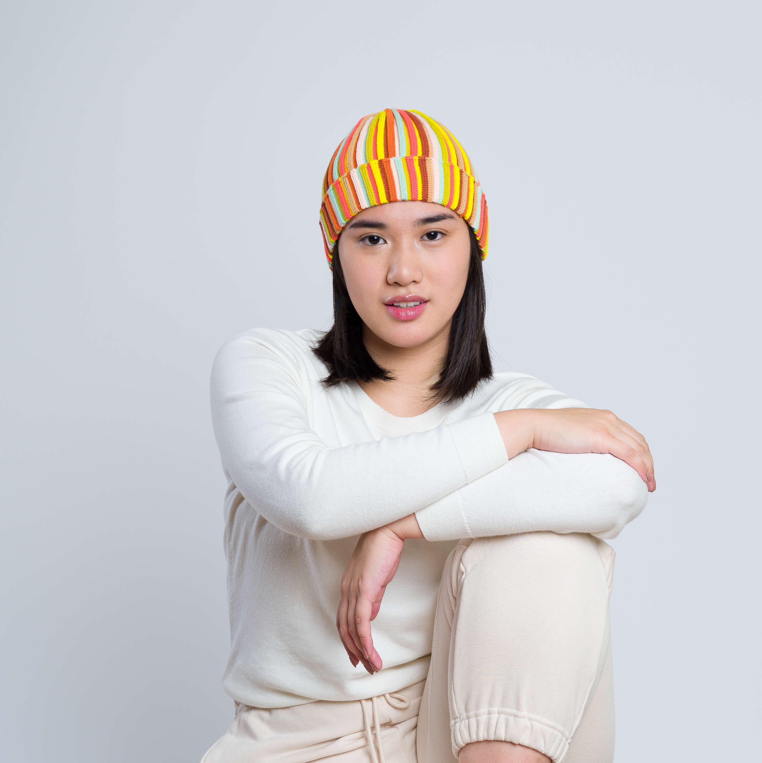 Satin Lined Knit Beanie Multicolor Pattern Varies 
