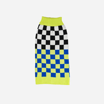 Lime Cobalt | Checkerboard Dog Sweater
