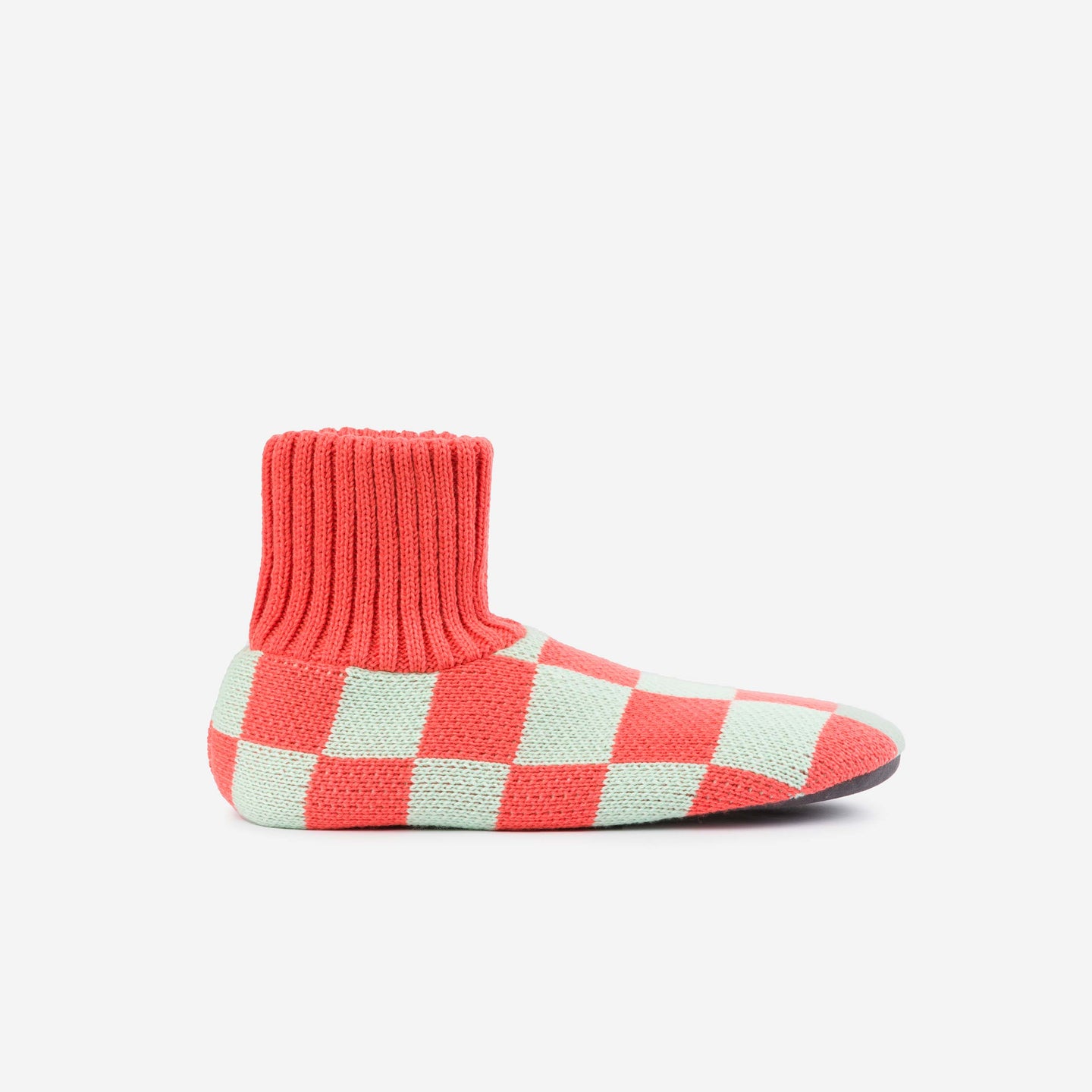 Checkerboard Sock Slippers Knit Unisex Men's Sizes Padded Sole Non-Slip