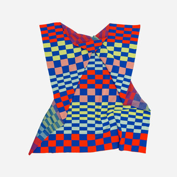 Cobalt | Albers Checkerboard Knit Throw Blanket