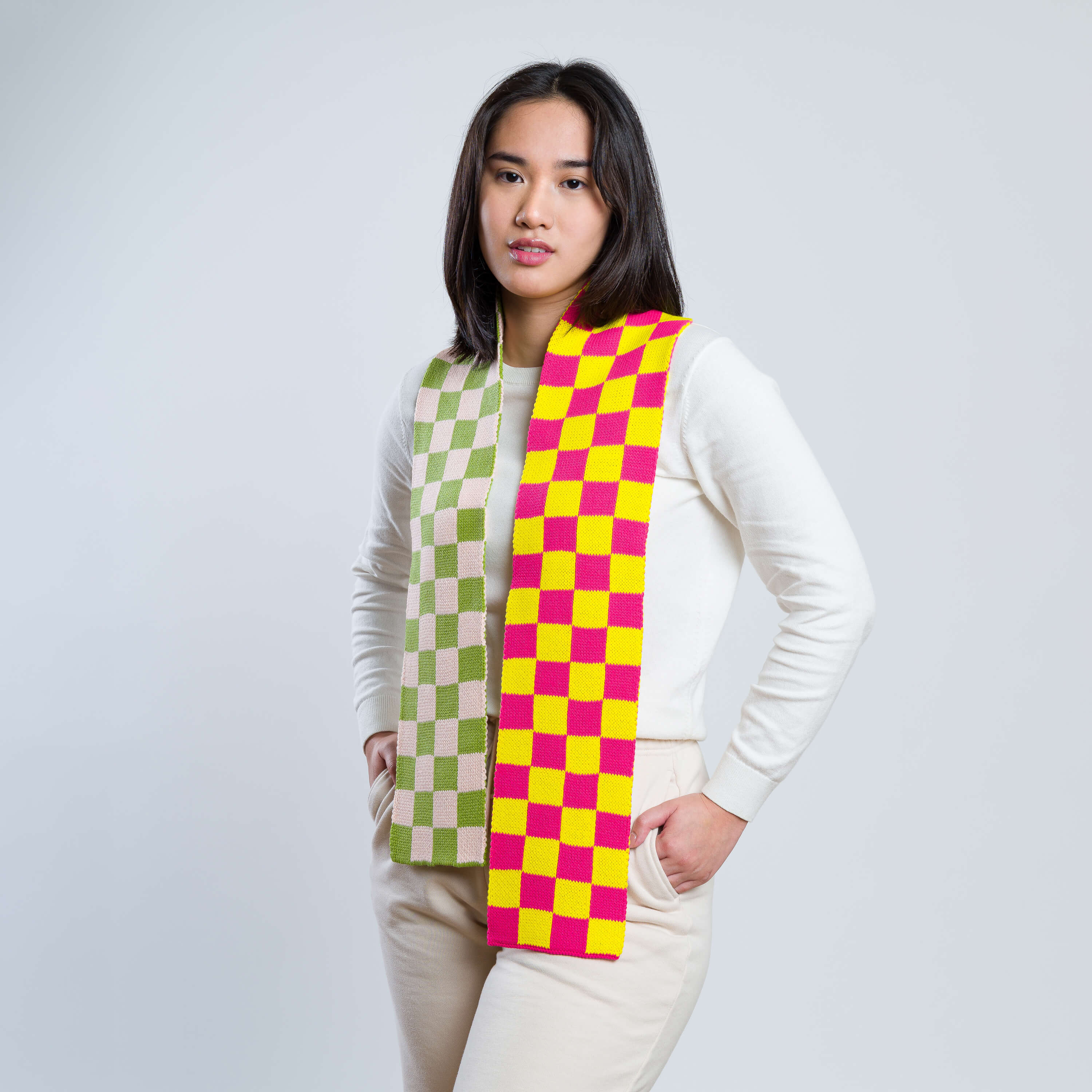 Checkerboard Knit Mini Scarf – VERLOOP | knits