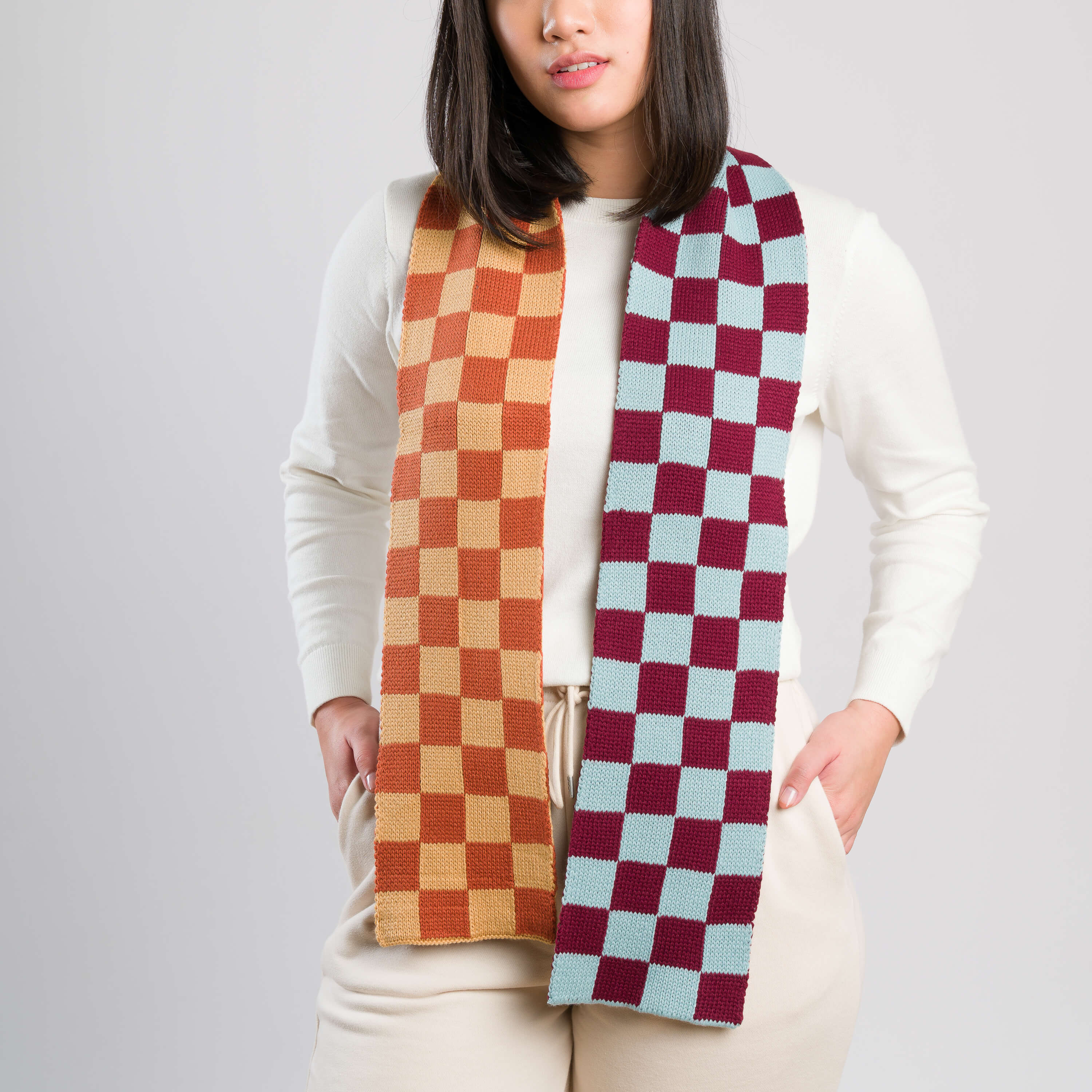 Checkerboard Knit Mini Scarf – VERLOOP | knits