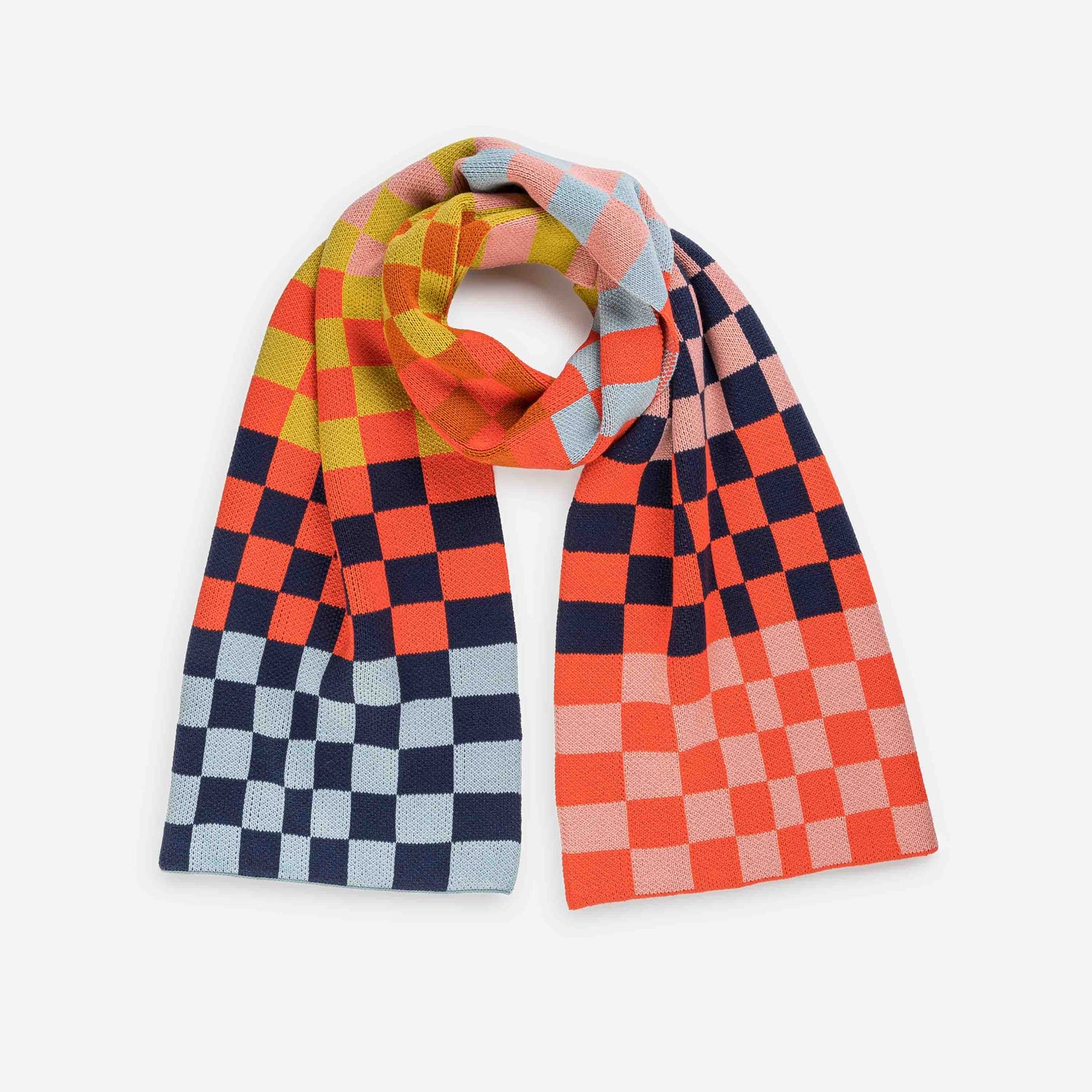 Checkerboard Stripe Knit Winter Scarf Graphic Fall Colorful 