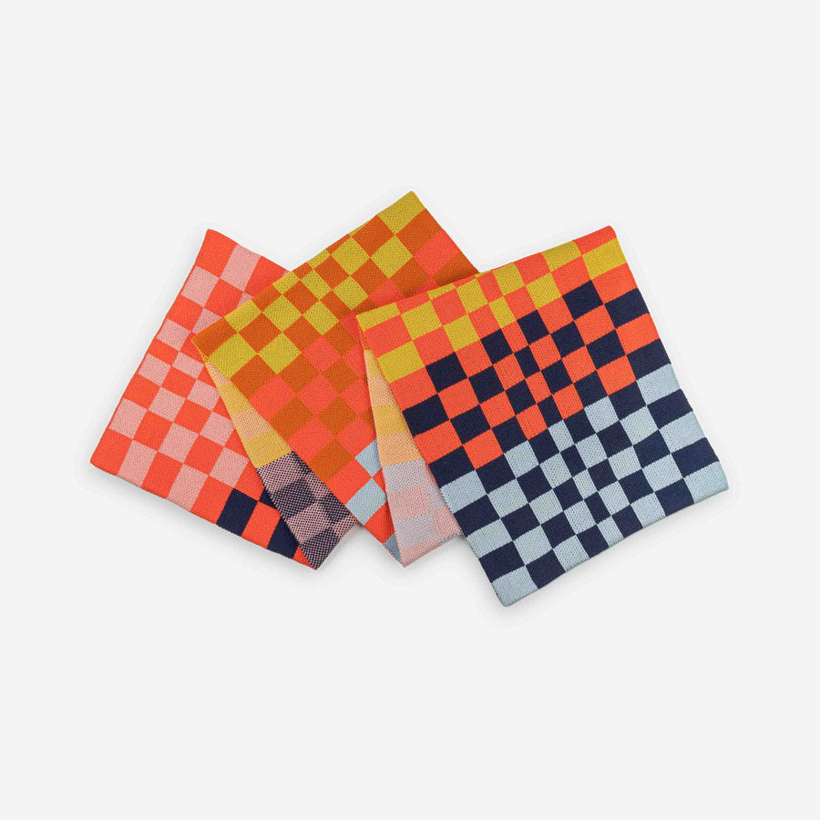 Poppy Magenta | Checkerboard Stripe Scarf