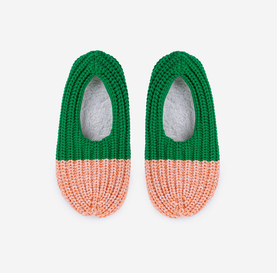 Colorblock Knit Slippers Bright Colorful Comfy Warm Cushioned Sole