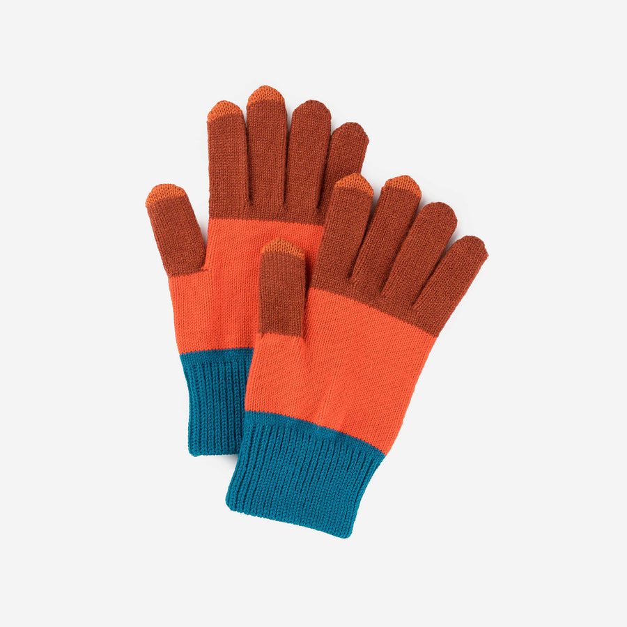 Trio Colorblock Knit Touchscreen Gloves