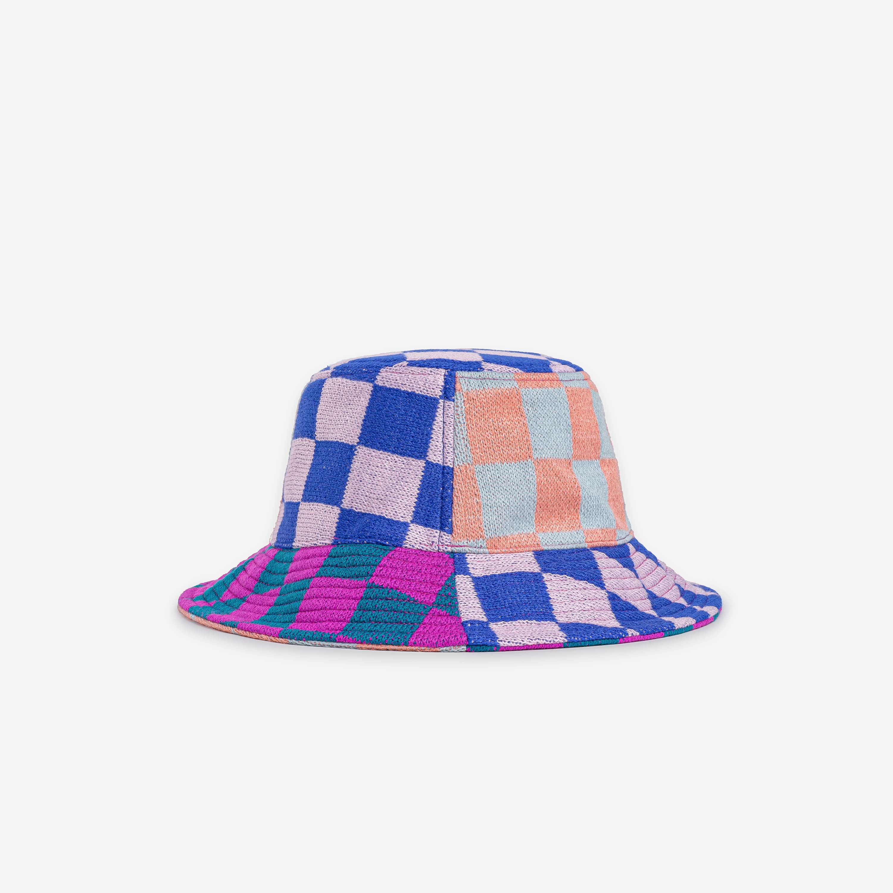 Checkerboard Patchwork Bucket Hat - Knit Bucket Hat – VERLOOP | knits