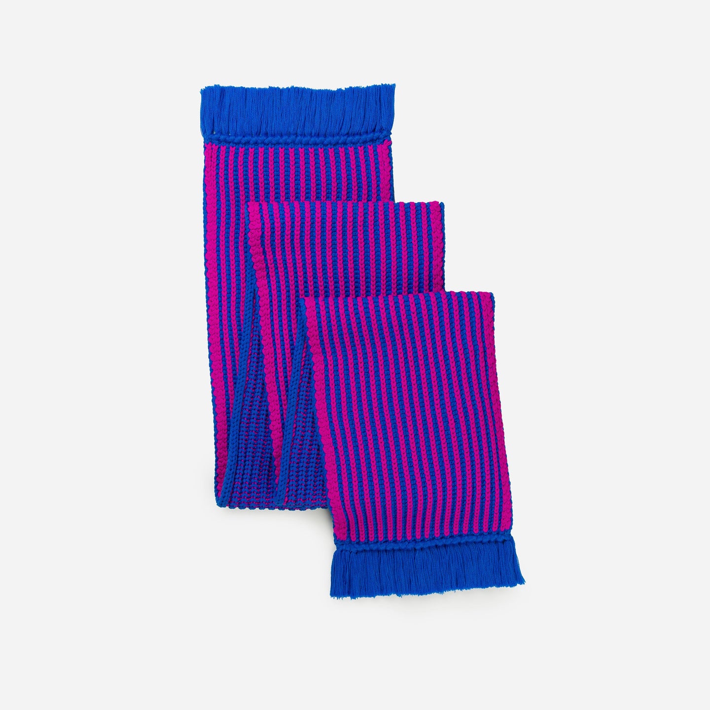 Chunky Rib Big Knit Scarf Fringe Vertical Stripes Thick Yarn