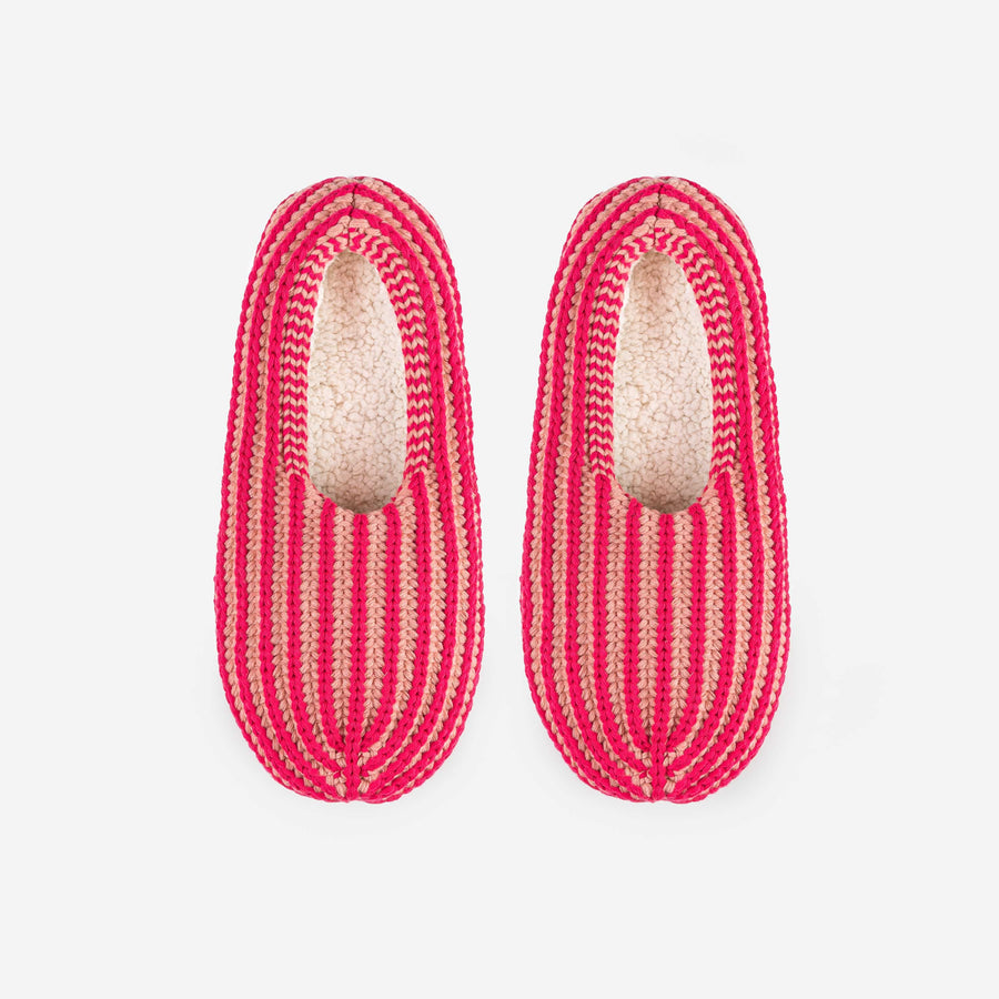 Fuchsia Pink | Chunky Rib Stripe Slippers