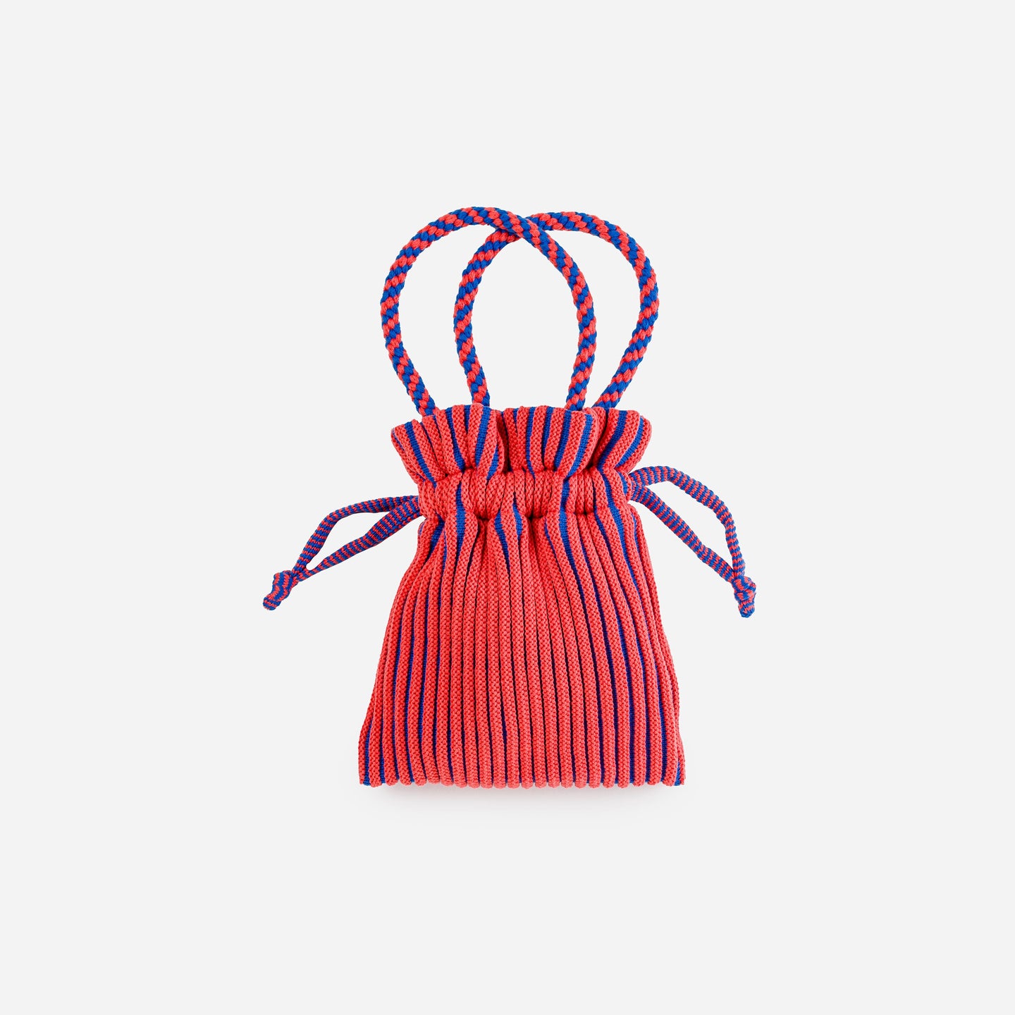 Ribbed Candy Stripe Drawstring Knit Bag