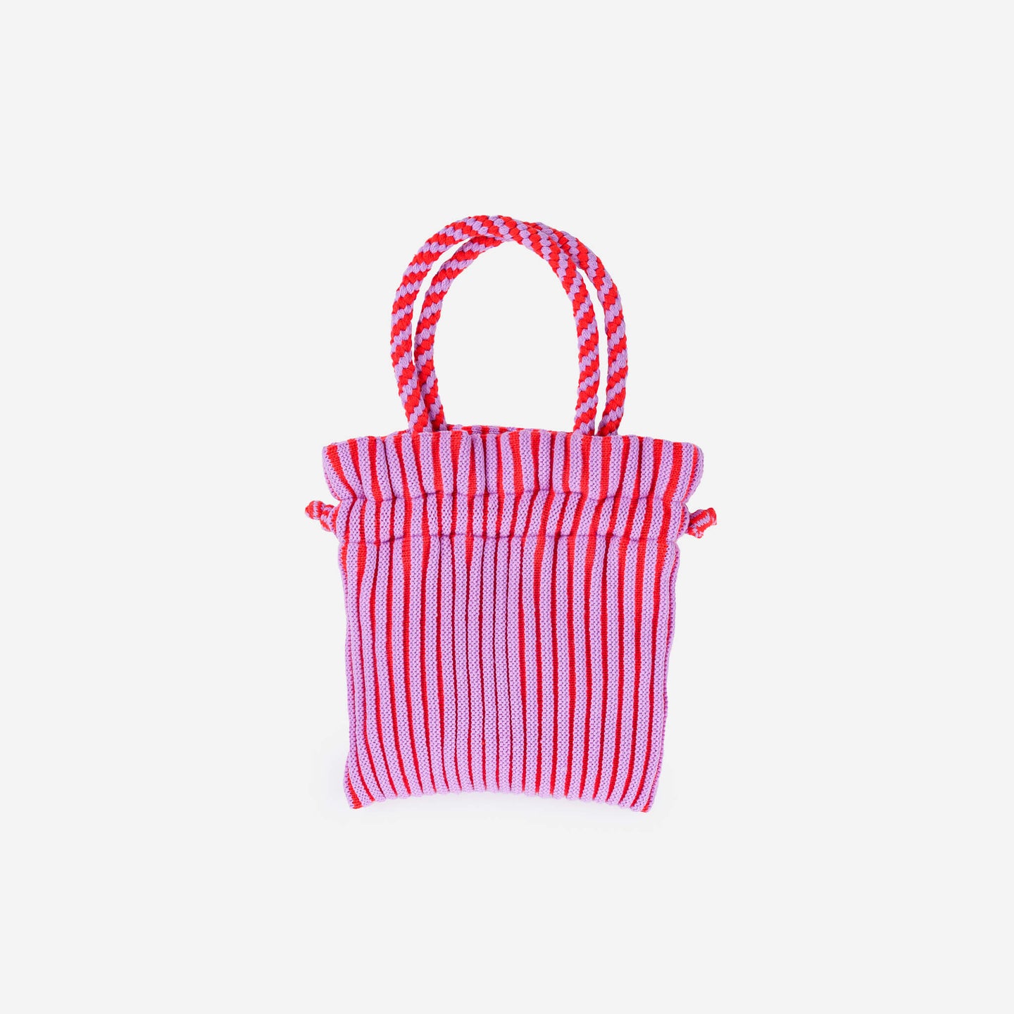 Candy Stripe Mini Tote Drawstring Knit Rib Bag