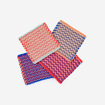 Poppy Cobalt | Dashes Woven Coasters Set