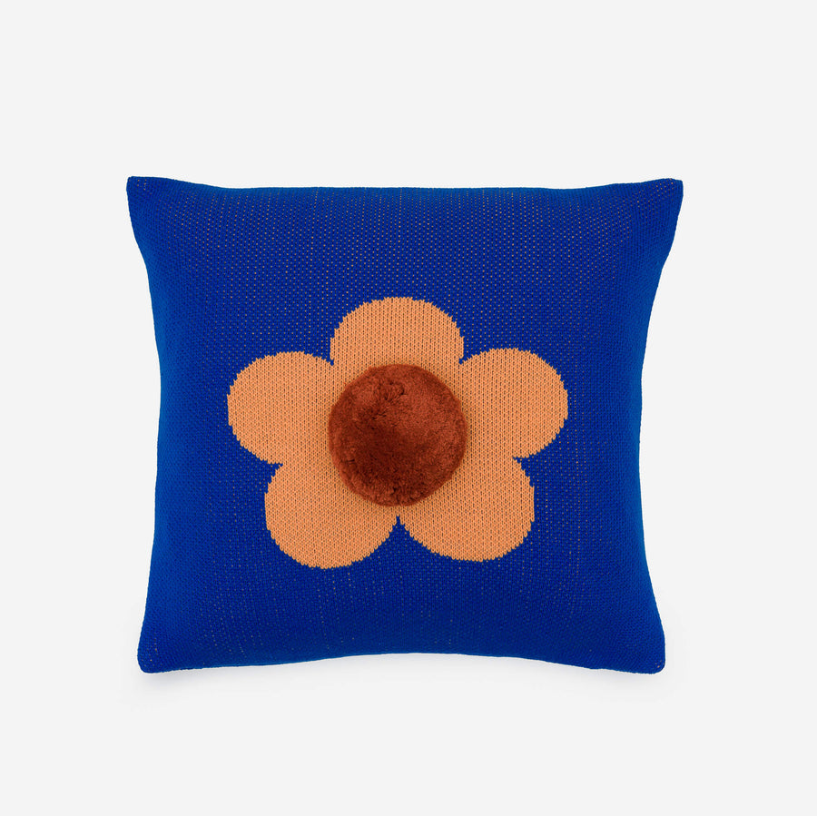 Cobalt | Flower Pom Pillow Daisy Cover