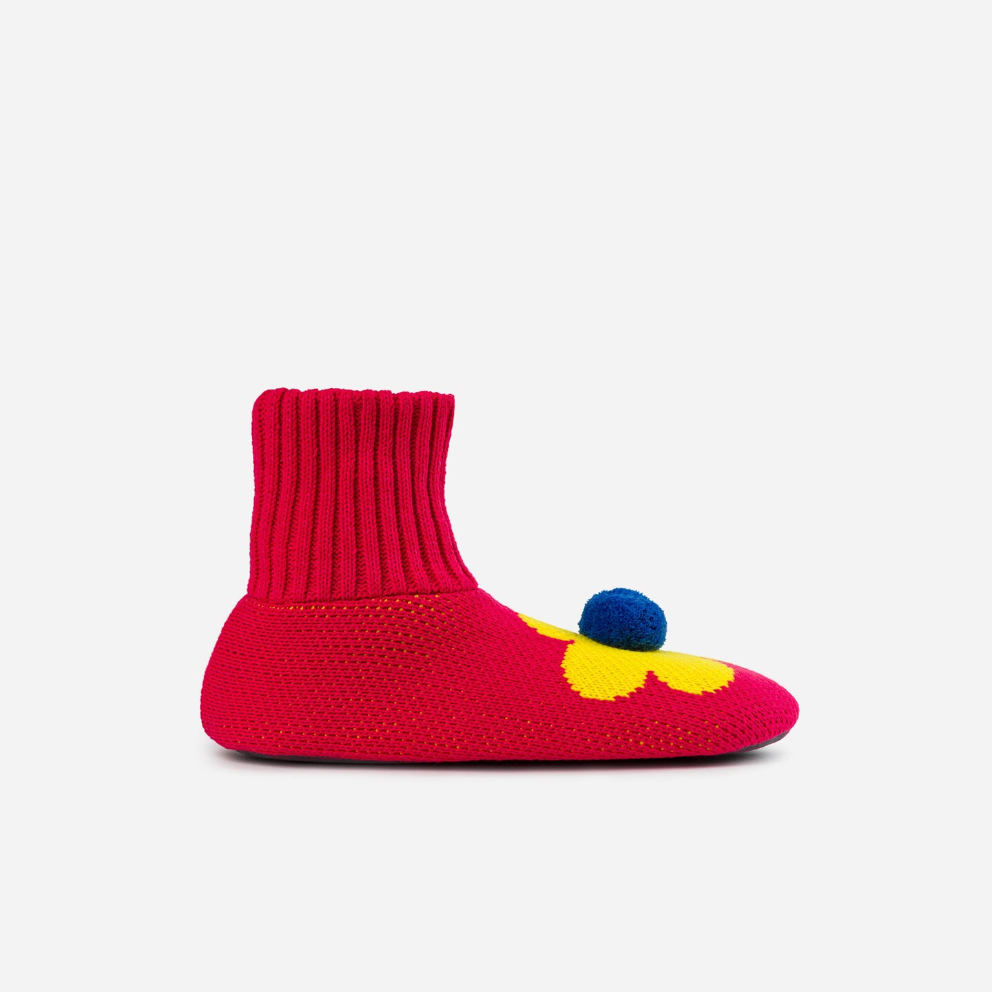 Flower Sock Slipper Knit Pom